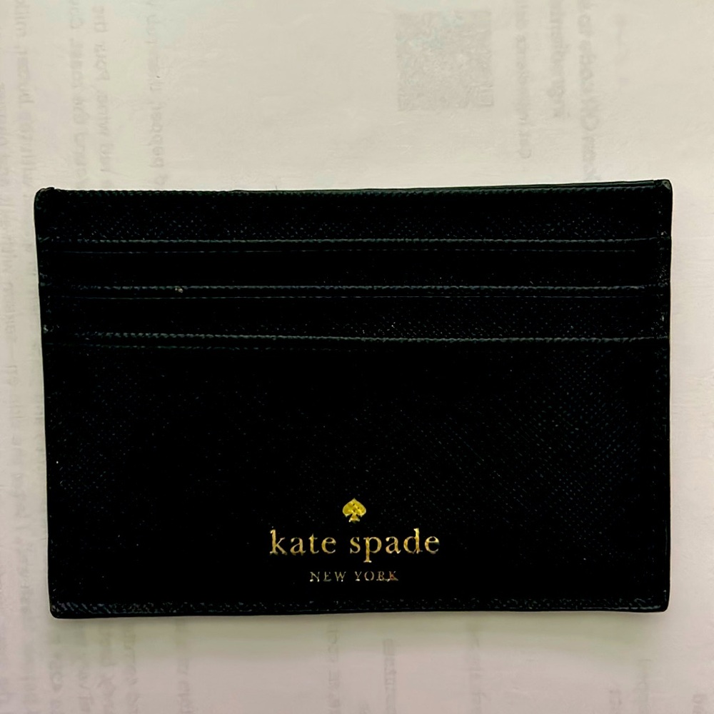 Kate Spade Black glitter sparkly card wallet